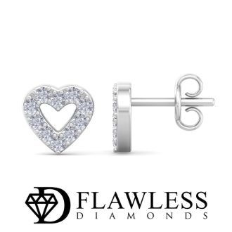 D Flawless Diamonds™ 0.15 Carat Diamond Heart Stud Earrings In Sterling Silver