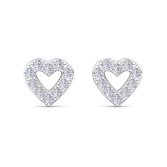 D Flawless Diamonds™ 0.15 Carat Diamond Heart Stud Earrings In Sterling Silver