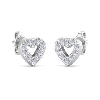 D Flawless Diamonds™ 0.15 Carat Diamond Heart Stud Earrings In Sterling Silver