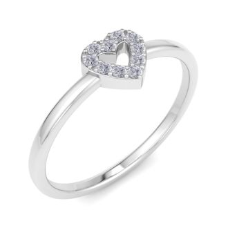 D Flawless Diamonds™ 1/10 Carat Diamond Heart Ring In Sterling Silver