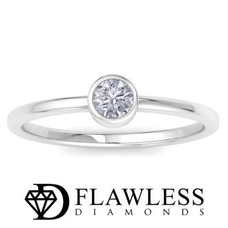D Flawless Diamonds™ 0.17 Carat Diamond Bezel Set Solitaire Ring In Sterling Silver