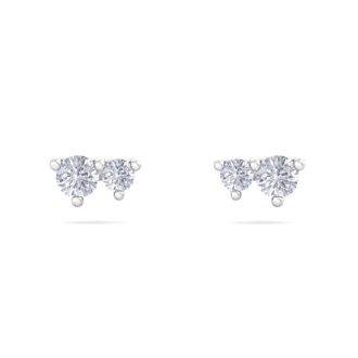 D Flawless Diamonds™ 1/8 Carat Diamond Two Stone Stud Earrings In Sterling Silver