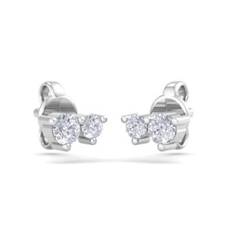 D Flawless Diamonds™ 1/8 Carat Diamond Two Stone Stud Earrings In Sterling Silver