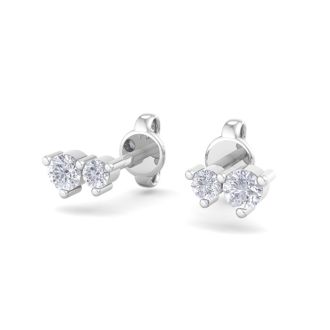 D Flawless Diamonds™ 1/8 Carat Diamond Two Stone Stud Earrings In Sterling Silver