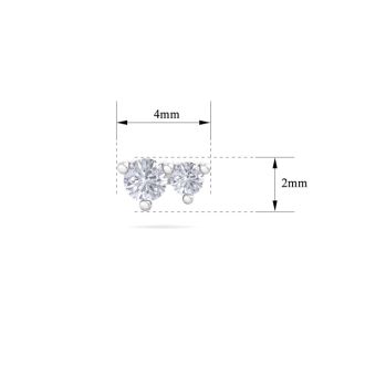 D Flawless Diamonds™ 1/8 Carat Diamond Two Stone Stud Earrings In Sterling Silver