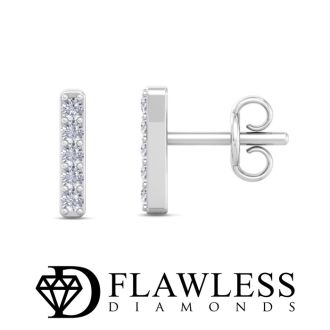 D Flawless Diamonds™ 0.07 Carat Diamond Bar Earrings In Sterling Silver