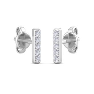D Flawless Diamonds™ 0.07 Carat Diamond Bar Earrings In Sterling Silver