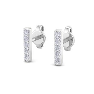 D Flawless Diamonds™ 0.07 Carat Diamond Bar Earrings In Sterling Silver
