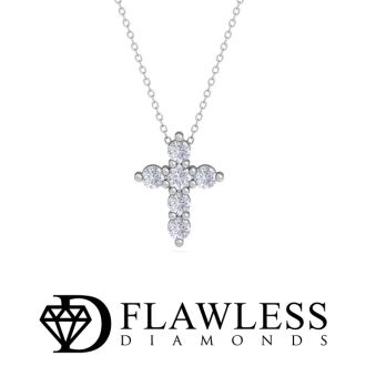 D Flawless Diamonds™ 1/10 Carat Diamond Cross Necklace In Sterling Silver, 18 Inches