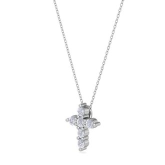 D Flawless Diamonds™ 1/10 Carat Diamond Cross Necklace In Sterling Silver, 18 Inches