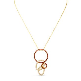 Estate Jewelry 14 Karat Yellow Gold 2 Carat Ruby and Natural Diamond Designer Necklace, 18 Inches