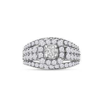 Estate Jewelry 2 Carat Diamond Engagement Ring In 14 Karat White Gold, Size 7