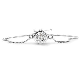 1 Carat Lab Grown Diamond Bolo Bracelet In Sterling Silver, Adjustable 6-9 Inches