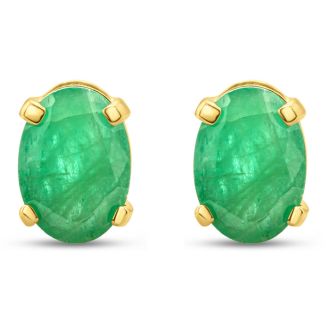 Emerald Earrings: 1 1/2 Carat Emerald Earrings