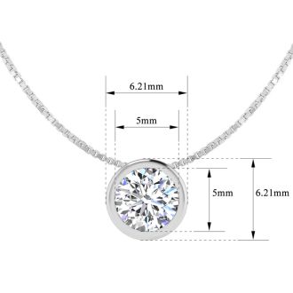 1/2 Carat Bezel Set Lab Grown Diamond Solitaire Necklace in 14K White Gold, 18 Inches