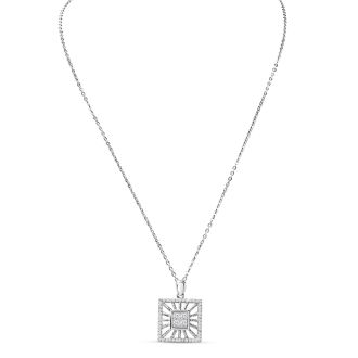 Estate Jewelry Sparkle Double Heart Necklace With Cubic Zirconias In Sterling Silver, 18 Inches