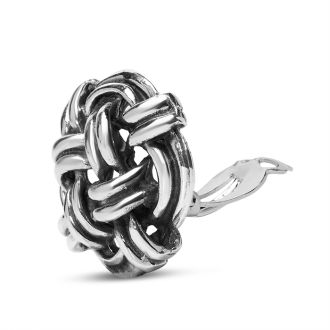 Estate Jewelry Large Love Knot Button Clip-On Earrings In Solid Sterling Silver