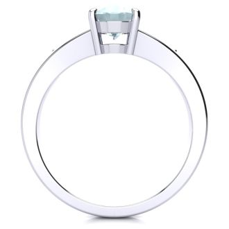 Aquamarine Ring: Aquamarine Jewelry: 1 1/5ct Oval Shape Aquamarine and Diamond Ring in 10k White Gold