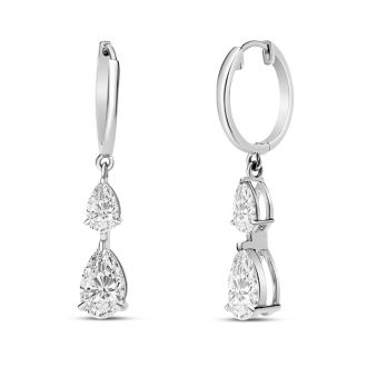Estate Jewelry 1 1/2 Carat Fancy Diamond Drop Earrings In 14K White Gold