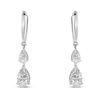 Estate Jewelry 1 1/2 Carat Fancy Diamond Drop Earrings In 14K White Gold