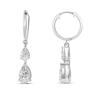 Estate Jewelry 1 1/2 Carat Fancy Diamond Drop Earrings In 14K White Gold