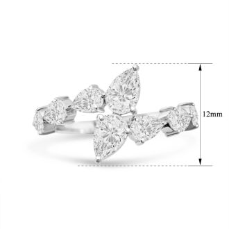 Estate Jewelry 2.28 Carat Diamond Fancy Ring In 14K White Gold, Size 7