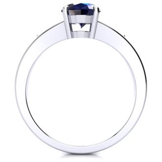 1 2/3ct Oval Shape Sapphire and Diamond Ring in 10k White Gold