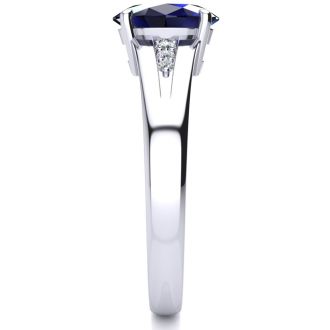 1 2/3ct Oval Shape Sapphire and Diamond Ring in 10k White Gold