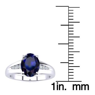 1 2/3ct Oval Shape Sapphire and Diamond Ring in 10k White Gold