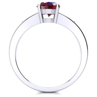1 1/2ct Oval Shape Ruby and Diamond Ring in 10k White Gold