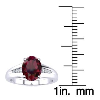 1 1/2ct Oval Shape Ruby and Diamond Ring in 10k White Gold