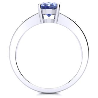 1 1/3ct Oval Shape Tanzanite and Diamond Ring in 10k White Gold