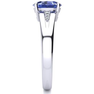 1 1/3ct Oval Shape Tanzanite and Diamond Ring in 10k White Gold