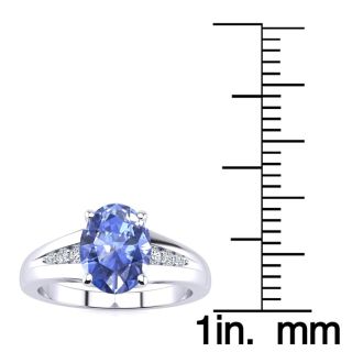 1 1/3ct Oval Shape Tanzanite and Diamond Ring in 10k White Gold