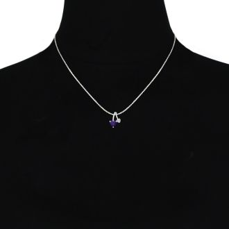 1/2ct Heart Shaped Amethyst and Diamond Necklace in 10k White Gold