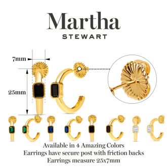 Martha Stewart Gold Hoop Earrings, Emerald Green
