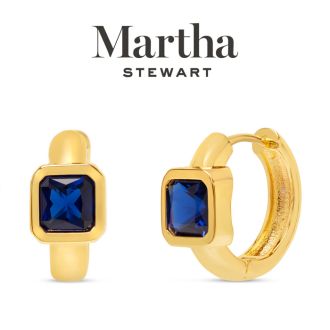 Martha Stewart Gold Huggie Hoop Earrings, Blue Sapphire