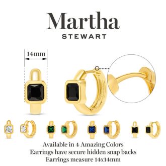 Martha Stewart Gold Huggie Hoop Earrings, Blue Sapphire