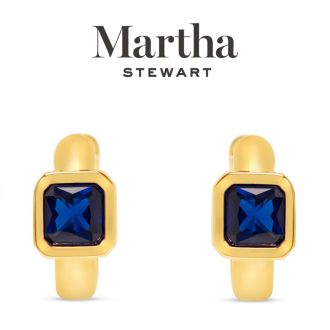 Martha Stewart Gold Huggie Hoop Earrings, Blue Sapphire
