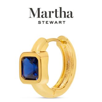 Martha Stewart Gold Huggie Hoop Earrings, Blue Sapphire