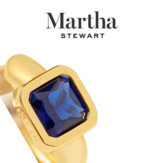 Martha Stewart Gold Huggie Hoop Earrings, Blue Sapphire