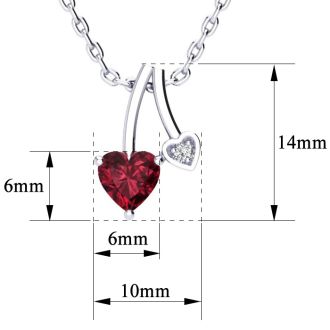 Garnet Necklace: Garnet Jewelry: 1/2ct Heart Shaped Garnet and Diamond Necklace in 10k White Gold