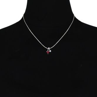 1/2ct Heart Shaped Garnet and Diamond Necklace in 10k White Gold