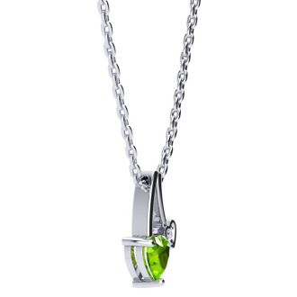 1/2ct Heart Shaped Peridot and Diamond Necklace in 10k White Gold