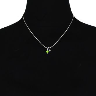 1/2ct Heart Shaped Peridot and Diamond Necklace in 10k White Gold