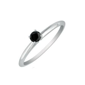 1/10ct Black Diamond Engagement Ring in 10k White Gold