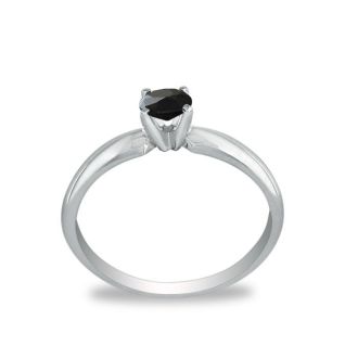 1/4ct Black Diamond Engagement Ring in 10k White Gold