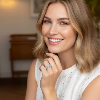 4 Carat Lab Grown Diamond Band Ring In 14K White Gold