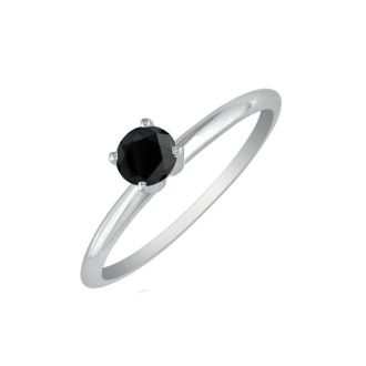 1/3ct Black Diamond Engagement Ring in 10k White Gold