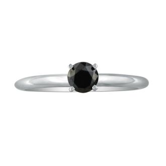 1/2 Carat Black Diamond Engagement Ring In 10K White Gold